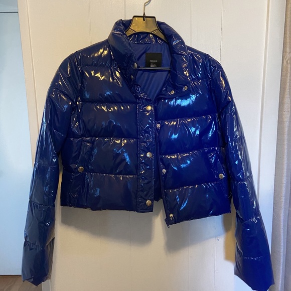 Blue Vinyl Puffer Jacket 